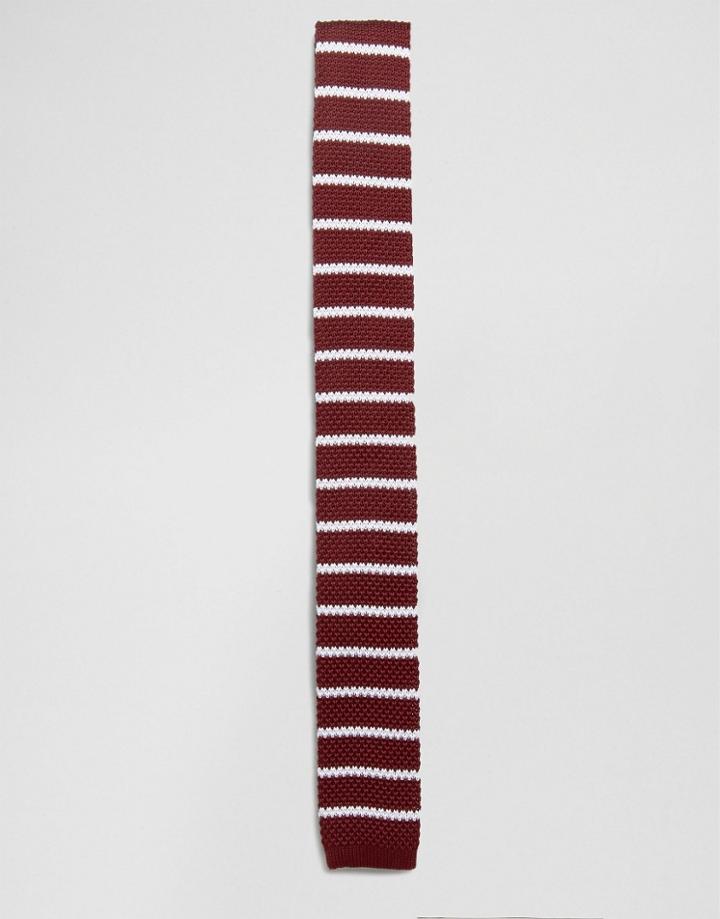 Selected Knitted Tie - Red