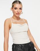 4th & Reckless Linen Cami Strap Top In Beige-neutral