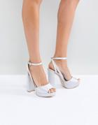 Be Mine Bridal Katia Gray Satin Platform Heeled Sandals - Gray