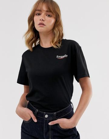 Weekday Empathy Slogan T-shirt In Black - Black