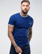 Fred Perry Slim Fit Twin Tipped Ringer T-shirt In Blue - Blue
