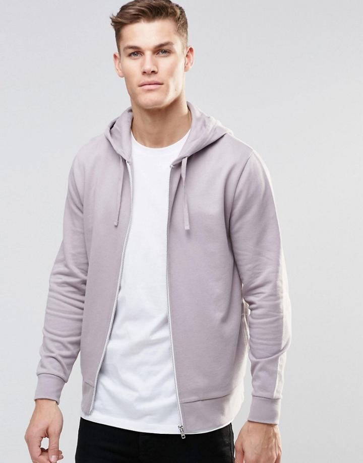 Asos Zip Up Hoodie In Light Purple - Pale Lilac