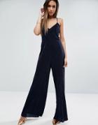 Asos Plisse Wide Leg Jumpsuit - Gray