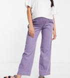 Asos Design Maternity Pull On Pants With Hammer Loop In Lilac Cord-purple