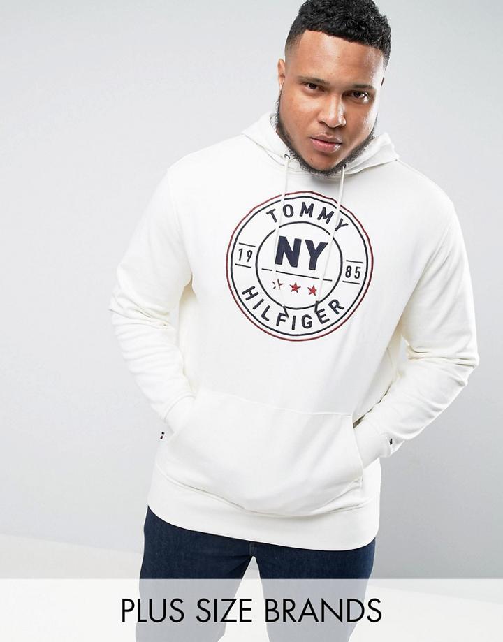 Tommy Hilfiger Plus Darrel Hoodie Ny Logo In White - White