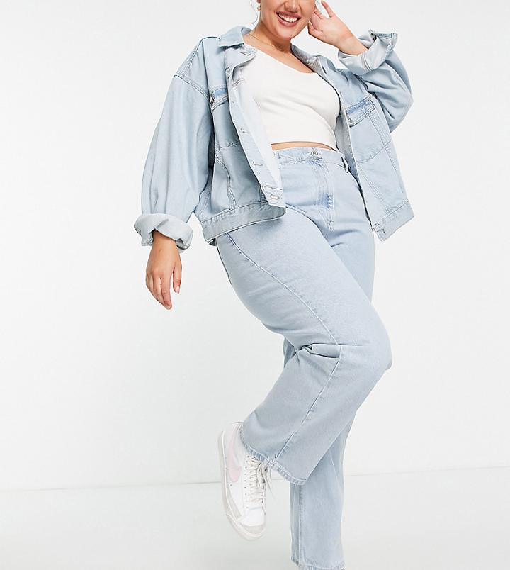 Asyou Plus 90's Oversized Dad Jean In Bleach-blues
