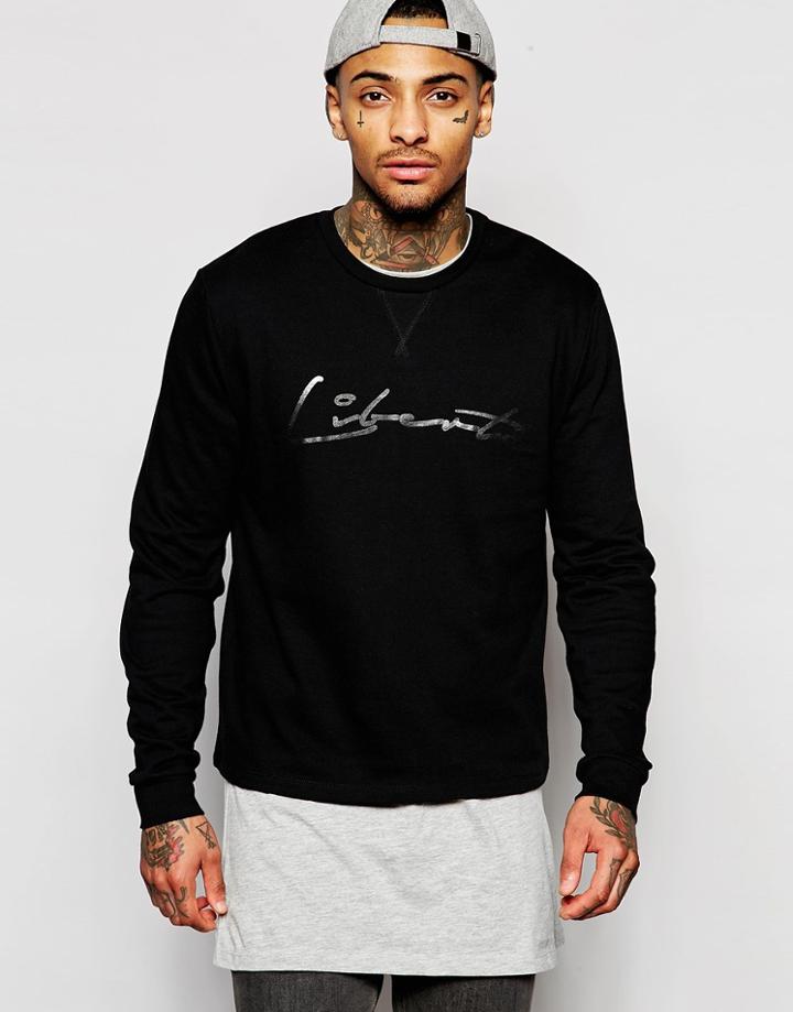 Asos Cropped Sweatshirt With Text Print - Black