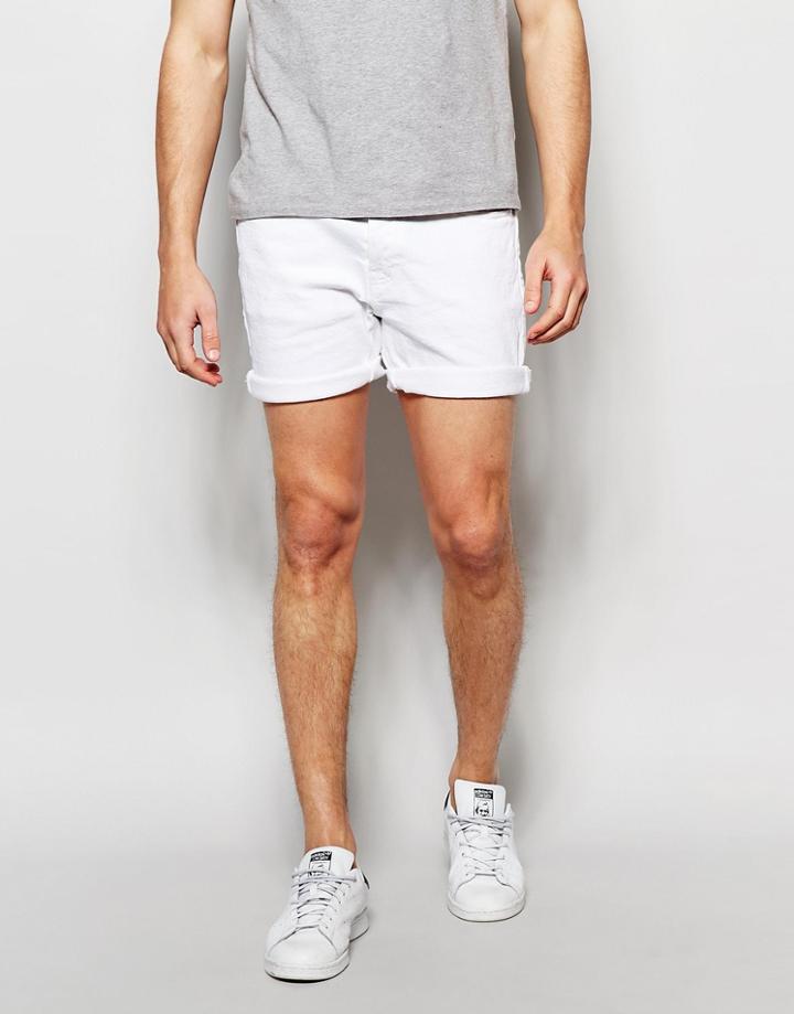 Dr Denim Trench Denim Shorts White Wash - White