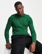 Asos Design Knitted Cotton Polo Sweater In Green