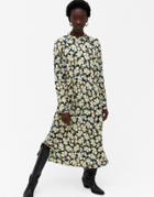 Monki Pia Floral Print Long Sleeve Midi Dress In Multi