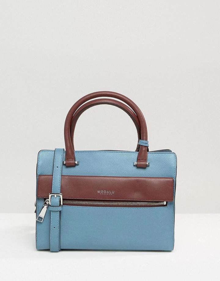 Modalu Leather Mini Tote Bag - Airforce Blue
