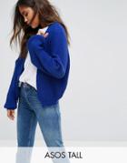 Asos Tall Chunky Cardigan In Fluffy Rib - Blue