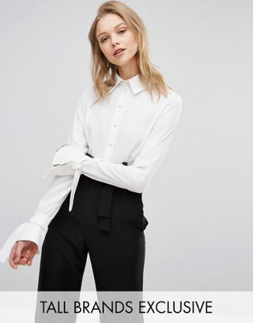 Alter Tall Shirt With Tie Sleeve Detail - White