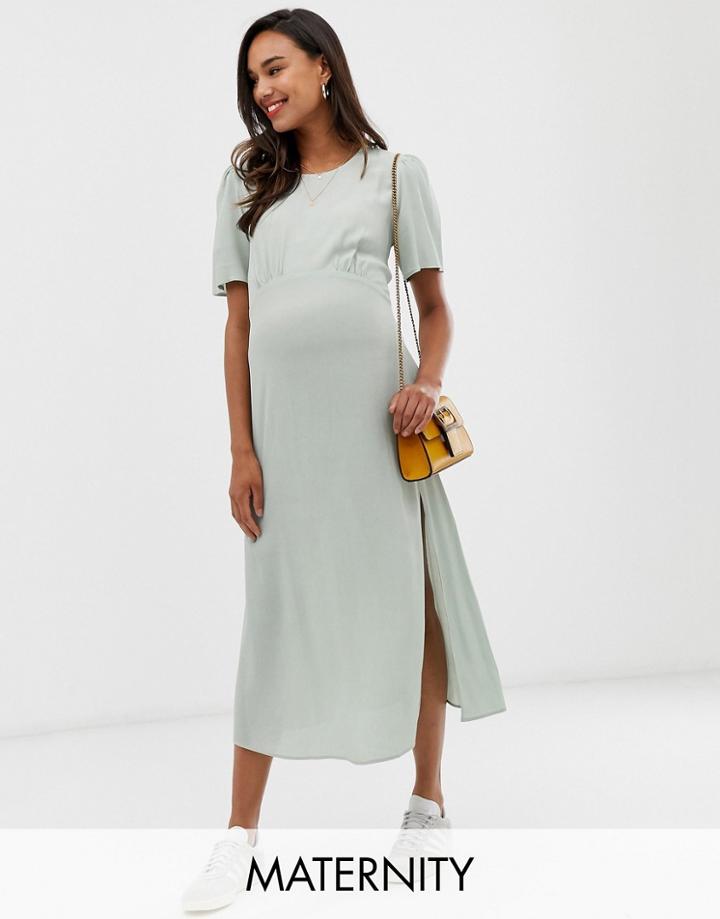 New Look Maternity Dress With Split In Green - Green