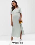 New Look Maternity Dress With Split In Green - Green