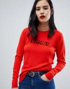 Fred Perry X Bella Freud Dance Knit Red Sweater - Red