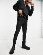 Asos Design Skinny Smart Pants With Front Split In Black