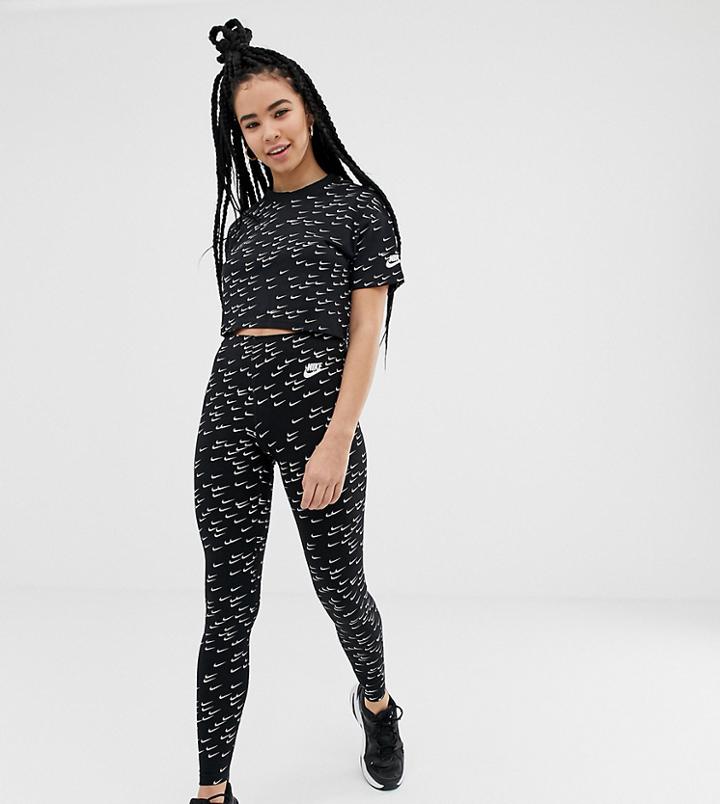 Nike Black All Over Swoosh Print Leggings