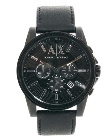Armani Exchange Black Leather Strap Chronograph Watch Ax2098