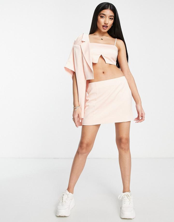 Miss Selfridge Satin Mini Skirt In Peach - Part Of A Set-orange