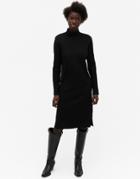 Monki Deva Cotton Ribbed Sweater Midi Dress In Black - Black