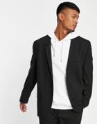 Asos Design Power Shoulder Suit Jacket In Black
