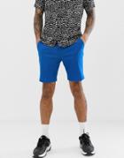 Asos Design Skinny Smart Shorts In Royal Blue Linen - Blue