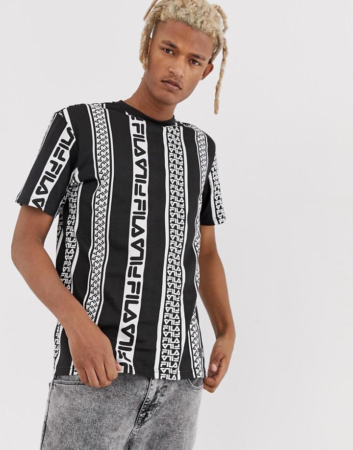 Fila Coad T-shirt With Stripe Logo Print In Black - Black