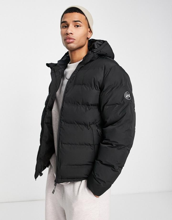 Pull & Bear Basic Puffer Jacket In Black