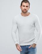 Pull & Bear Crew Neck Textured Sweater In Light Gray - Gray