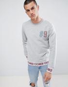 Jack & Jones Core Sweatshirt With Cuff Slogans - Gray