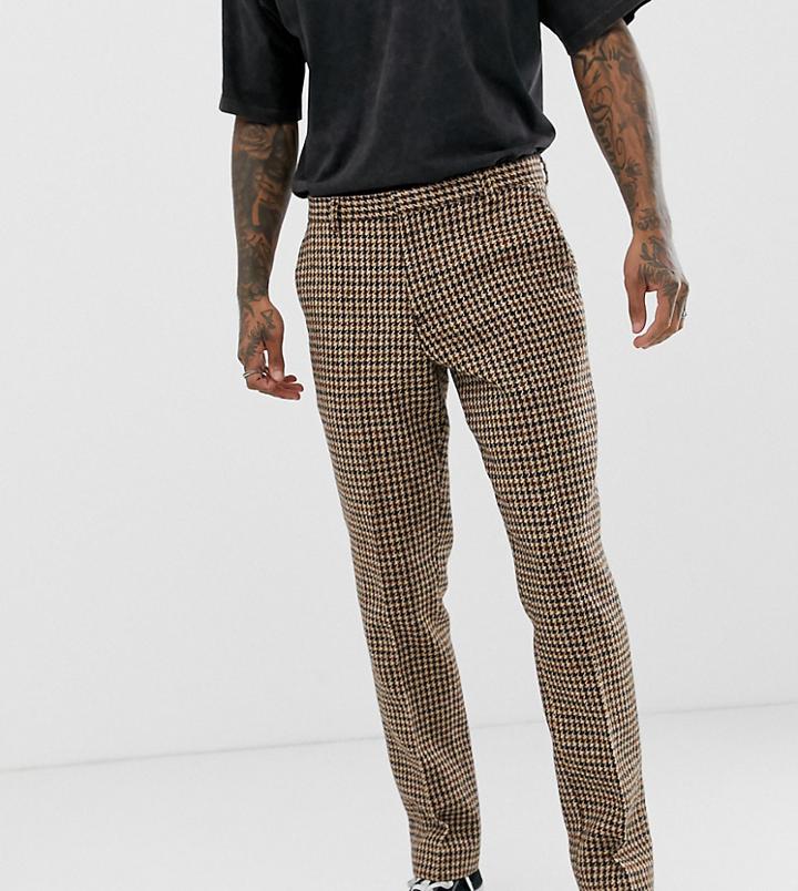 Heart & Dagger Slim Suit Pants In Charcoal Harris Tweed - Gray