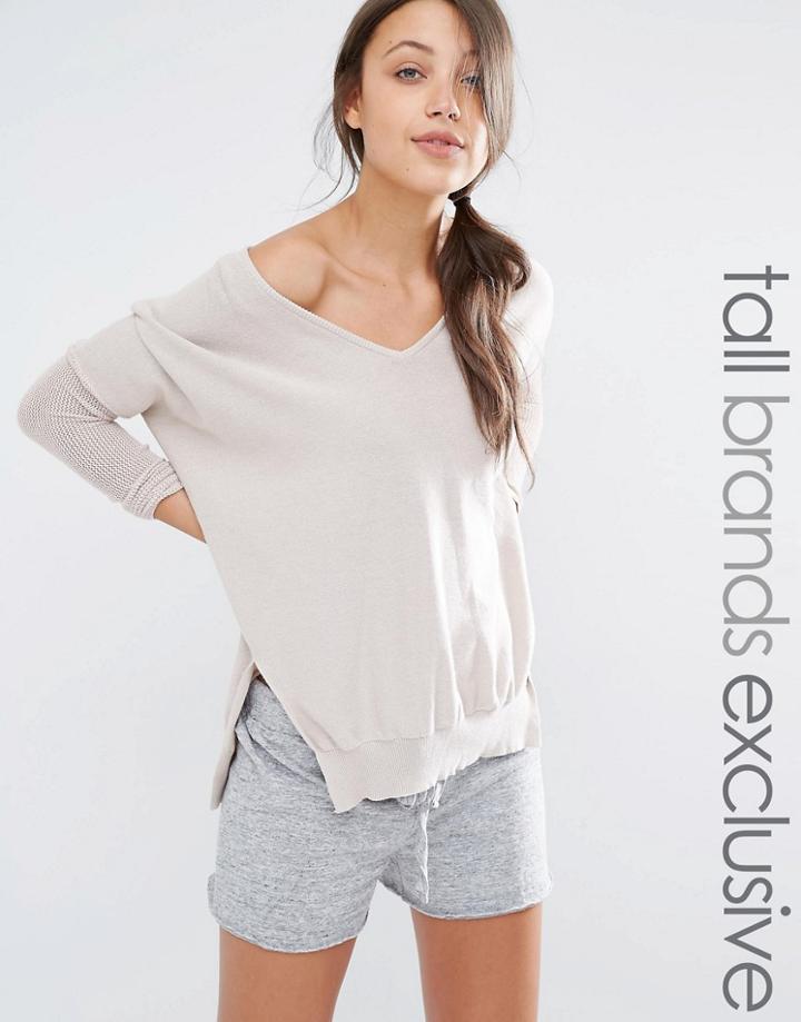 One Day Tall Side Split Soft Knit Jumper - Oatmeal