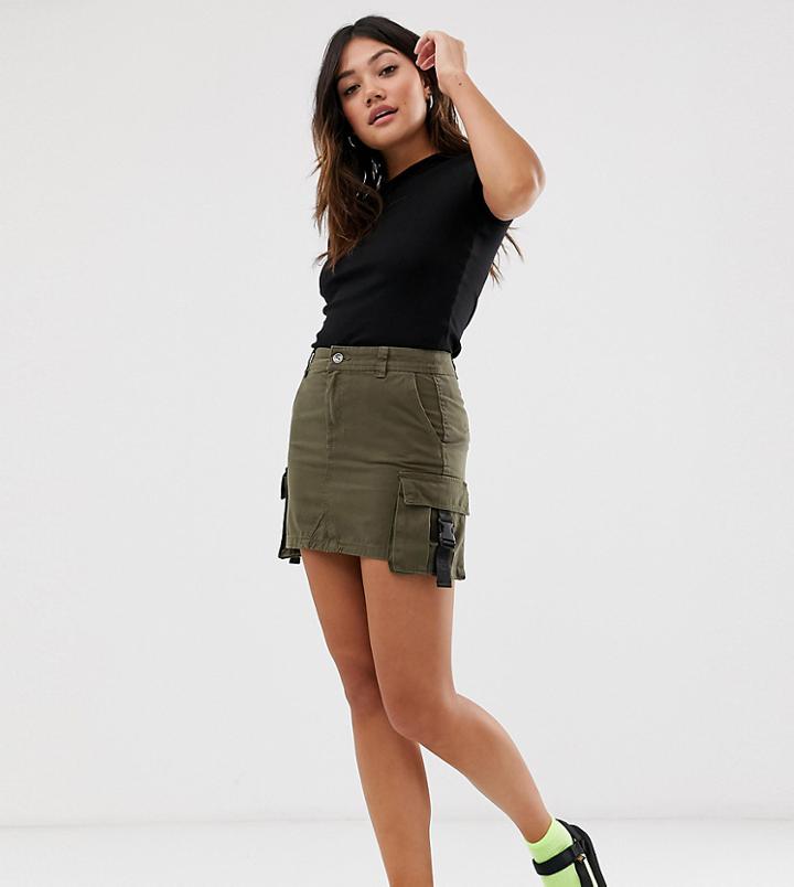 Bershka Utility Mini Skirt In Green