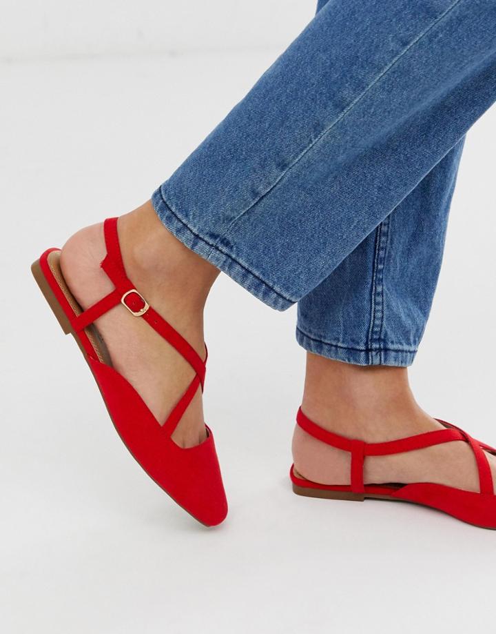 Asos Design Loyal Ballet Flats In Red - Red