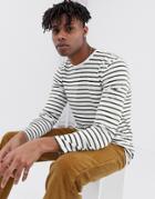 Only & Sons Striped Long Sleeve T-shirt In White - White