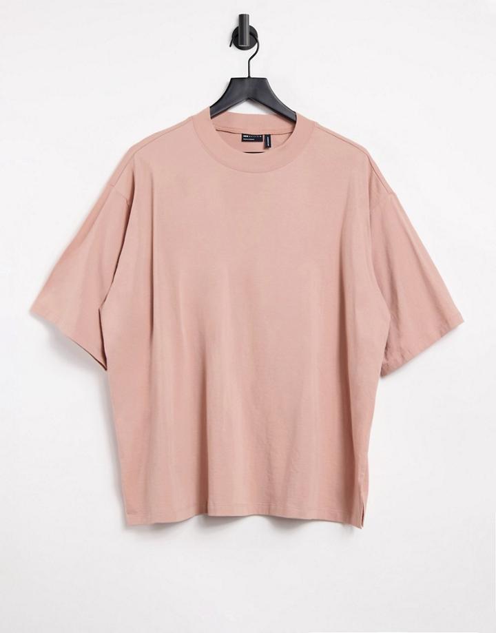 Asos Design Super Oversized T-shirt With Side Splits In Biscuit-neutral