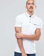 Ted Baker Jersey Polo Shirt With Tipping - White