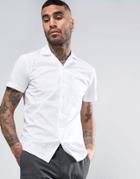 Noose & Monkey Skinny Shirt With Revere Collar - White
