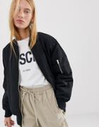 Asos Design Oversized Bomber Jacket-black