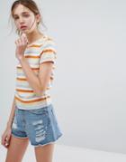 Monki Stripe Crew T-shirt - Multi