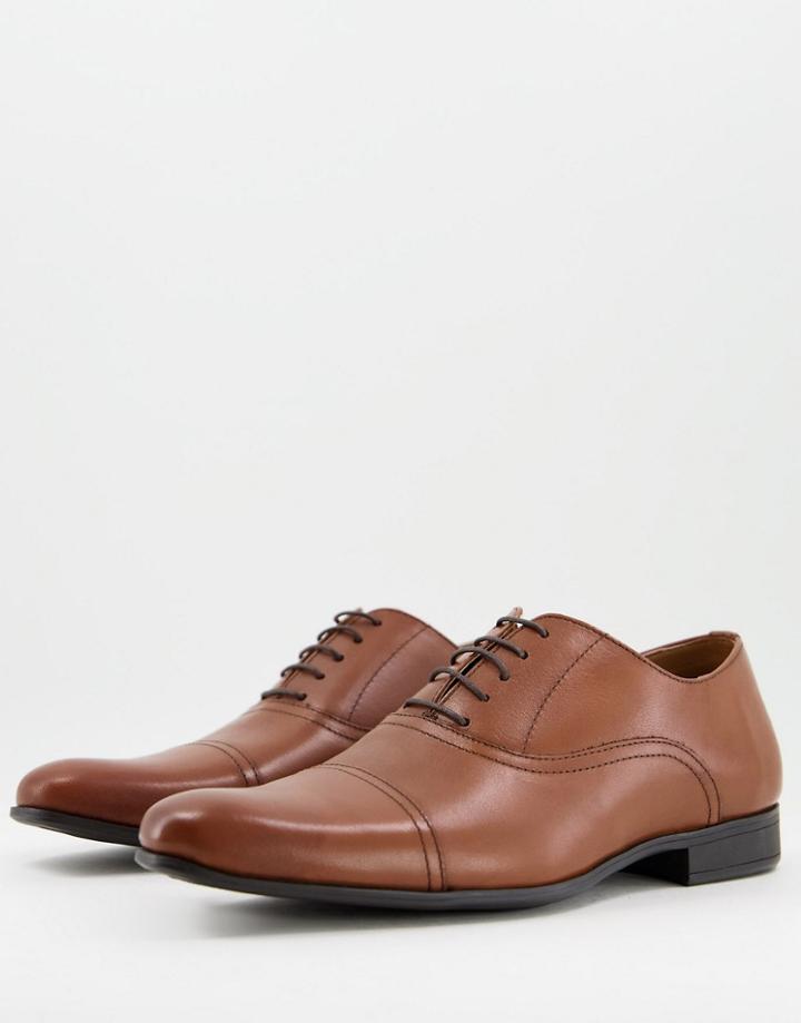 Red Tape Leather Lace Up Oxford Shoes In Tan-brown
