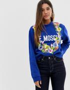 Love Moschino Tropical Floral Print Logo Sweatshirt - Blue