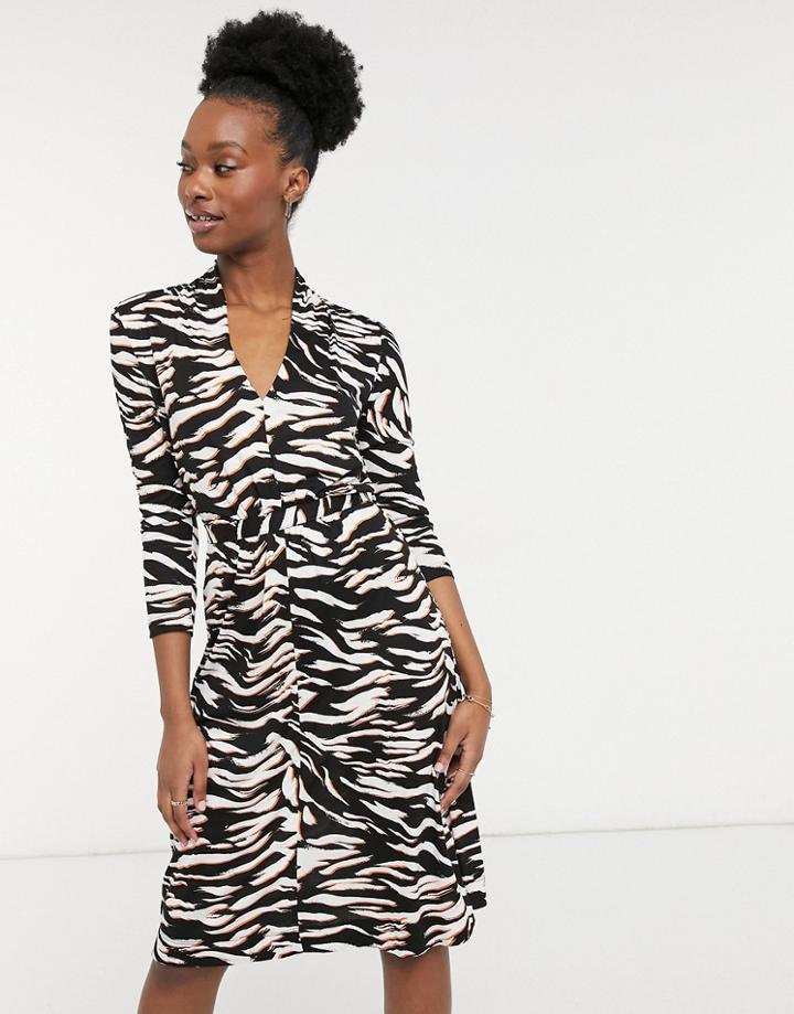 French Connection Jersey Mini Dress In Tiger Print-orange