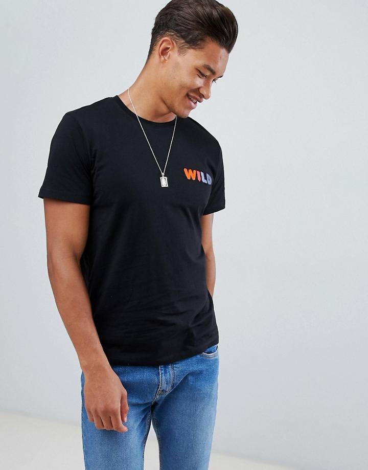 Jack & Jones Originals T-shirt With Wild Embroidery - Black