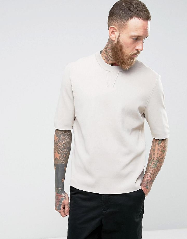 Kiomi Drop Shoulder T-shirt In Heavy Cotton - Cream