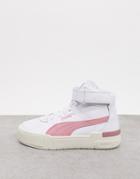 Puma Cali Sport Hi-top Sneakers In White And Pink