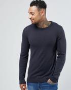 Asos Muscle Fit Cotton Crew Neck Sweater - Navy