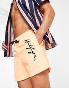 Tommy Hilfiger Swim Shorts With Side Script Logo In Orange