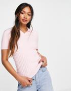 Gianni Feraud Knit Collared Polo In Baby Pink